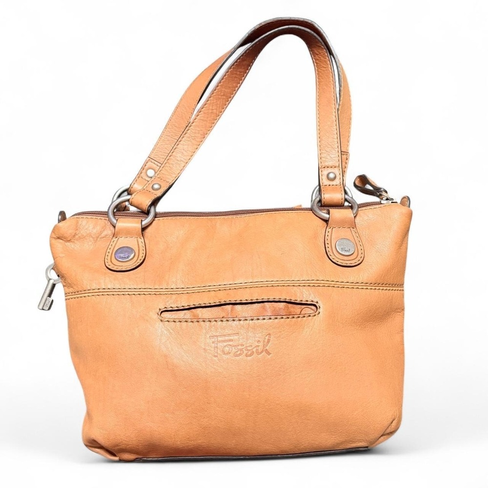 Fossil Hanover ZB2870 Leather Tan Satchel Handbag Y2K Retro Shoulder Bag Boho